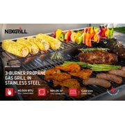 Nexgrill 3-Burner Stainless Steel Propane Gas Grill with Side Tables, 40,500 BTUs, 4 Wheel Transport, 591 SQ. IN. Cooking Space, Outdoor Kitchen Grill for BBQs, Patios, and More - 720-0830MN