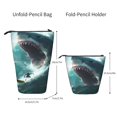 thumbnail image 2 of Lsque Surfing Shark Pattern Telescopic Pencil Bag Pen Holder Stationery Case, Stand-up Retractable Transformer Bag Organizer, 2 of 6