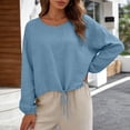thumbnail image 6 of GUACER Long Sleeve Drawstring Tops for Women Casual Crew Neck Relaxed Fit Pullover Blouse with Cuffed Sleeves, 6 of 6