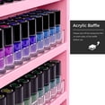 thumbnail image 2 of Advwin Wall Mounted Nail Polish Rack, 6-Tier Wood Display Shelf Organizer for Nail Polish, Tattoo Ink, Figurines, Makeup and More, Pink, 2 of 7