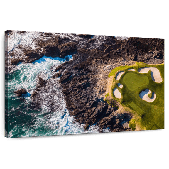 Elephant Stock Pebble Beach Ca Golf Course Wall Art - Horizontal Canvas Wall Art - Living Room Wall Decor - Sports Canvas - Black And Green Decor - 12" x 8"