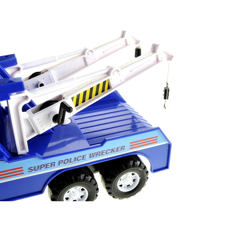 Police Tow Truck Toy - Heavy Duty Tow Hook With Hazard Lights Friction  Powered - Kids Toy Truck Best Christmas Gift For Boys 