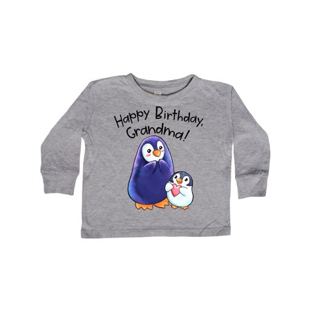 

Inktastic Happy Birthday Grandma!- Cute Penguins Gift Toddler Boy or Toddler Girl Long Sleeve T-Shirt