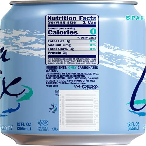Lacroix Sparkling Water, Pure, 12 Fl Oz (Pack Of 8) - Pack of 2