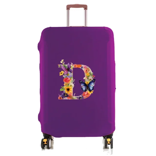 Travel Luggage Cover Baggage Suitcase Protector Washable Reusable Dustproof Scratch-proof Suitcase Cover Butterfly Print Pattern 8butterfly letter D S