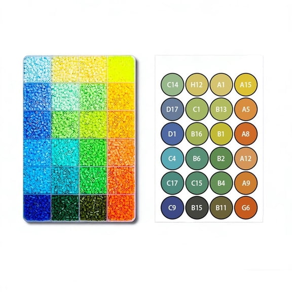 QENASHAING Perler Beads Set, 24 Colors & 400 Beads Per Grid, for DIY Keychains and Ornaments