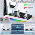 thumbnail image 6 of SWAYVOO PS5 Cooling Stand with Fan for PlayStation 5 Console, Controller Charging Dock, Compatible with PS5 Disc, Digital, Slim & Pro, Black, 6 of 7