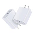 thumbnail image 1 of Cargador USB C Inibak PD de 20 W, adaptador de corriente para teléfono x2, blanco, 1 of 7