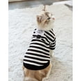 thumbnail image 4 of Small Dog Hoodie, Stripe Dog Onesie Pajamas with D-ring, Dog Shirt Outfits for Puppy Small Dogs Girl Boy Black S, 4 of 6