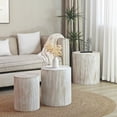 thumbnail image 3 of Set of 3, Rounded Wood Coffee Tables, End Tables, Plant Stands,Decorative Accent Pieces - Whitewashed Wood Finish, 3 of 7