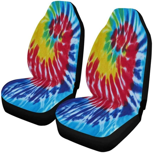 Kxmdxa Set Of 2 Car Seat Covers Spiral Tie Dye Design Universal Auto Front Seats Protector Fits For Suv Sedan Truck Com - Tie Dye Car Seat Covers Full Set