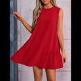 thumbnail image 3 of Vestido Tipo Chaleco Sin Mangas con Cuello Redondo en Color Liso, Rojo, Talla S, 3 of 6
