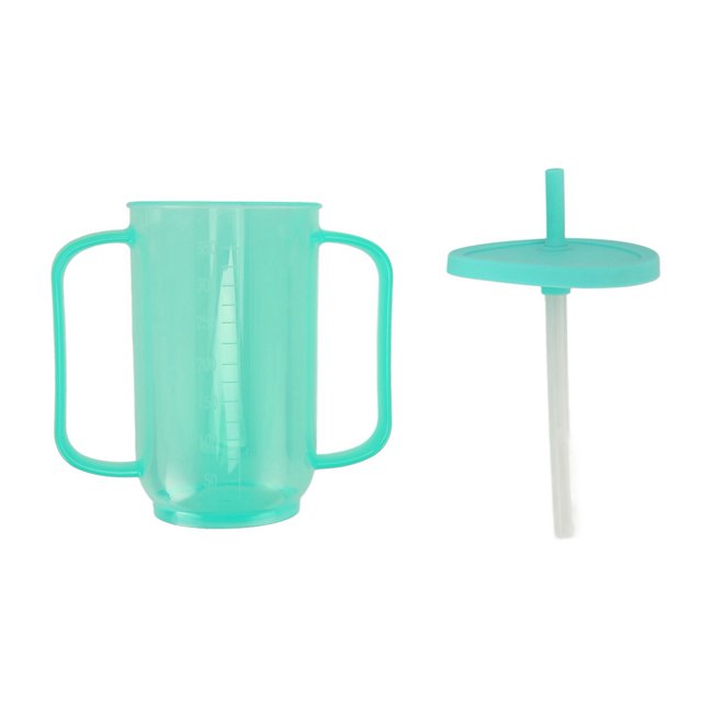 Convalescent Feeding Cup, Heat Resistant 2 Handles Adult Sippy Cup 350ML for Disabled Patients