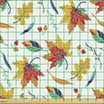 thumbnail image 2 of Ambesonne Colorful Fabric by the Yard Upholstery, Autumn Leaves and Cherries, 3 Yards, Multicolor, 2 of 5
