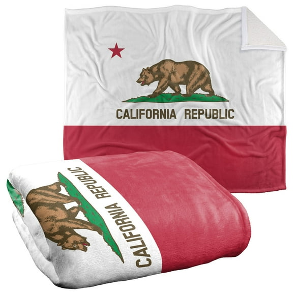 Logovision Blanket, 50"x60", California Flag Silky Touch Sherpa Back Super Soft Throw Blanket