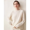 thumbnail image 5 of 100% suéter de lana pura para mujer 2024 Otoño/Invierno industria pesada gancho flor hueco moda medio cuello alto Jersey de punto suelto, 5 of 5
