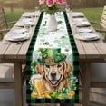 thumbnail image 4 of St Patricks Day Table Runner - 90 Inch Long Modern Watercolor Dogs Green Shamrock Cotton and Linen Blended Dress Scarves Farmhouse Table Runner for Kitchen Dining, Coffee Table, 13" x 90", 4 of 8