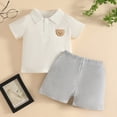 thumbnail image 6 of Gubotare Baby Boys Outfits Newborn Baby Boy Shorts Set Short Sleeve Striped Romper Tops + Shorts Infant Casual Summer Clothes 0 3 6 9 12 18 24 Months,Light Gray, 6 of 6