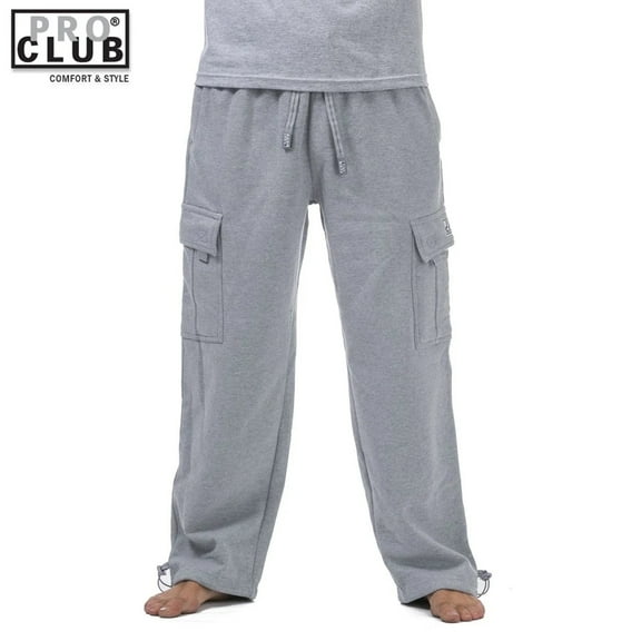 Pro Club Men's Heavyweight Fleece Cargo Sweatpants Heather Gray