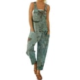 thumbnail image 1 of Innerwin Long Pants Abstract Print Ladies Jumpsuits Holiday With Pockets Casual Romper Gray blue XXL, 1 of 2