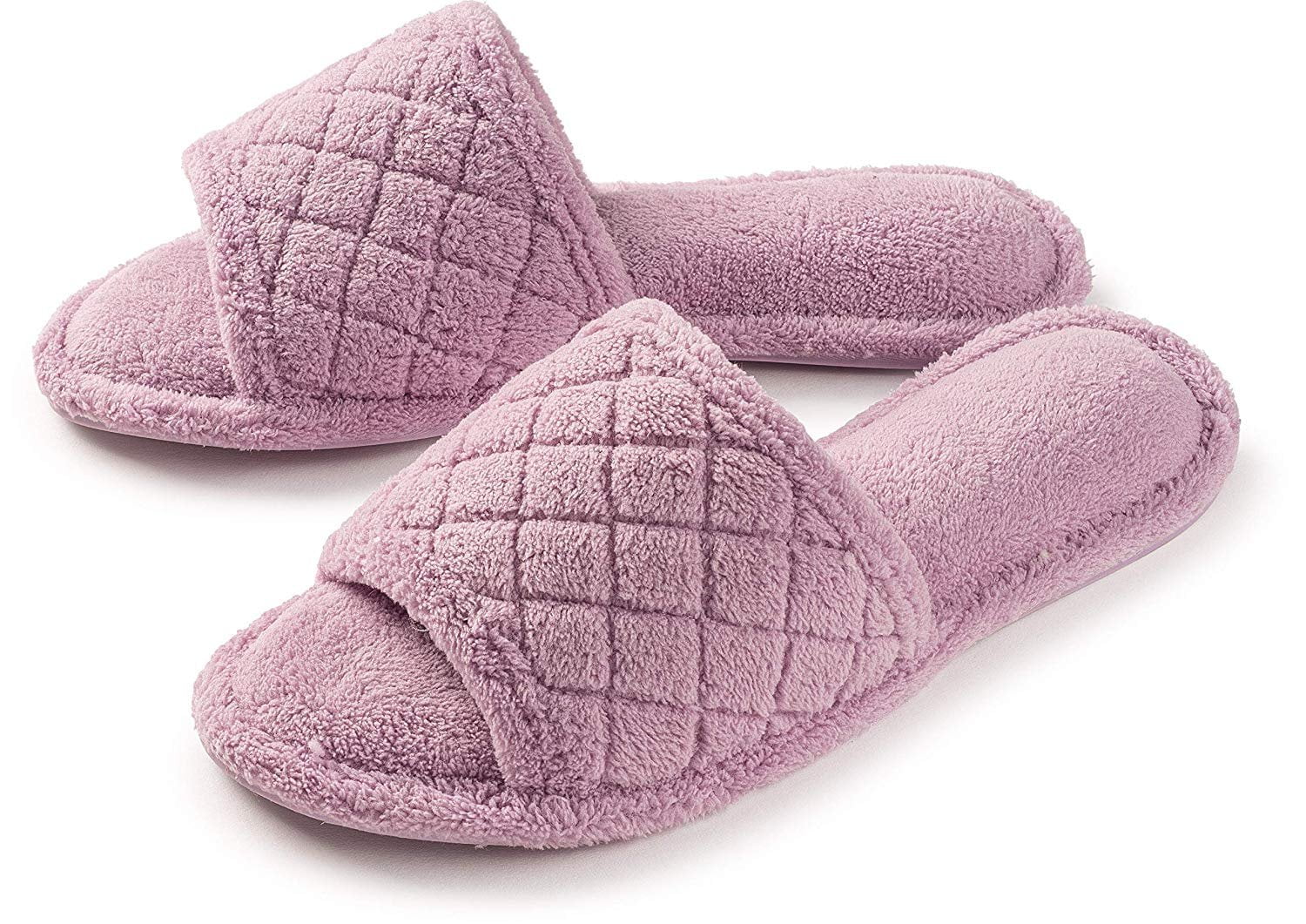 House and Shower Shoes Open Toe Fuzzy Terry Bathroom Roxoni Ultra Soft Spa Slippers for Women Washable Cozy 