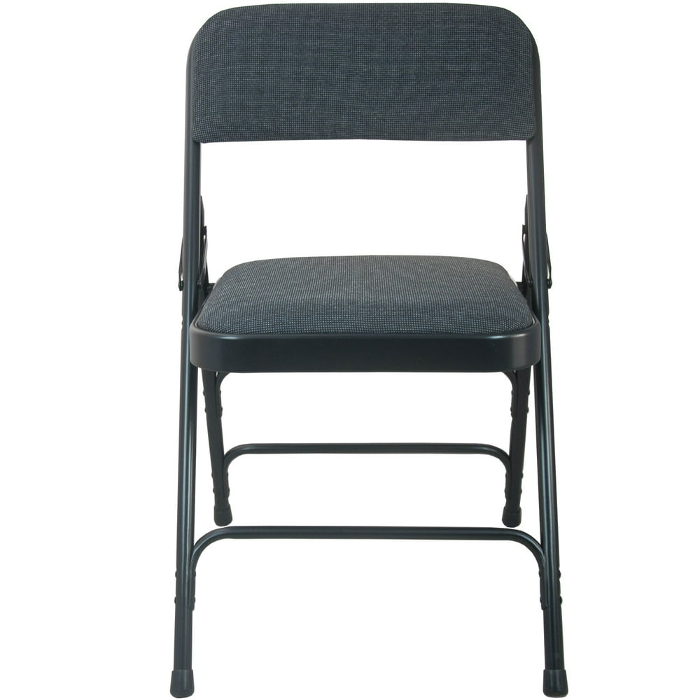 2-Pack Advantage Black Padded Metal Folding Chair - Black 1-in Fabric