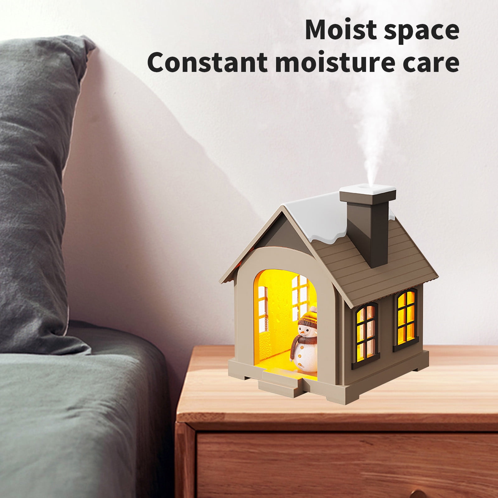 LACKUST Humidifiers for Bedroom,2025 New 500ML Cool Mist Humidifier, Quiet Night Light, 8-Hour Auto Power Off for Bedroom and Large Rooms,Brown