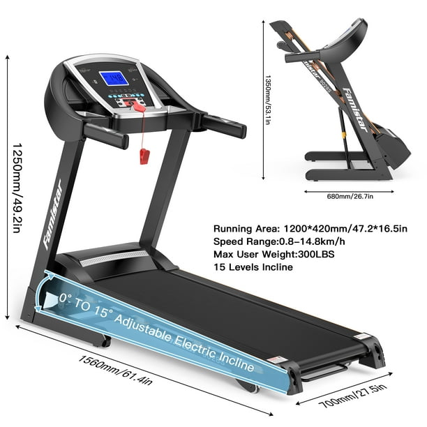 3.25HP Foldable Treadmill with 15 levels Auto Incline Low Noise Motorized Famistar 9028S Treadmill Exercise walking Running Machine for home w Heart Pulse System Free Knee Strap Gift Walmart