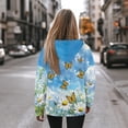 thumbnail image 3 of COEQINE Tops Sweatshirts Pullover Long Sleeves Women's Hoodies Oversized Fashion Y2K Crewneck Fit Soft Loose Hooded Sweatshirt Women Butterfly and Daisy Outfits Clothes, M, 3 of 7