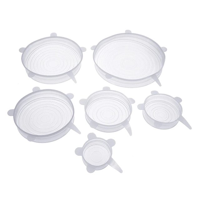 Tapas elásticas de silicona reutilizables universales para envolver alimentos, funda de silicona para utensilios de cocina, cuencos, sartenes, accesorios de cocina, color blanco