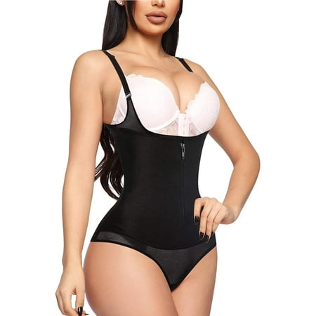 

Nebility Women Shapewear Bodysuit Latex Waist Trainer Full Body Shaper Tummy Control Fajas Colombianas Zipper Open Bust Corset(Black 3X-Large)