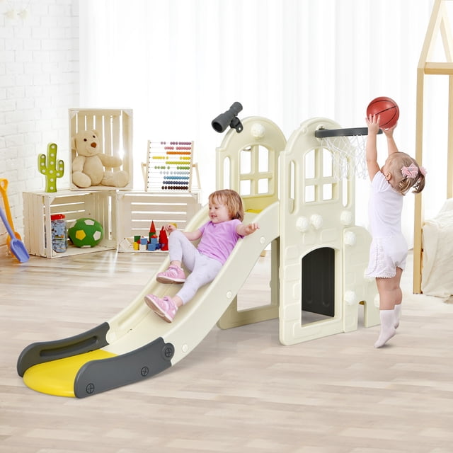 Costway Gran Tobogán Infantil 6 en 1 Amarillo 189,5 x 83 x 98 cm