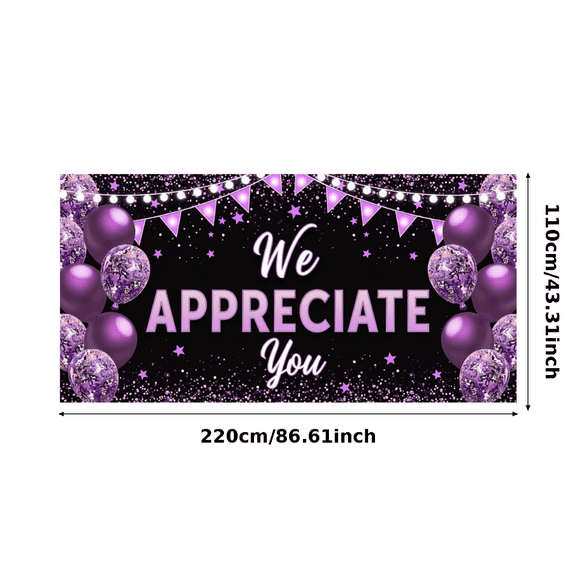 Purple Theme Appreciation Banner Sparkle Balloon Starry Design for Celebration Event Party Decoration
