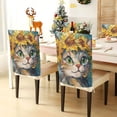 thumbnail image 3 of Decorative Chair Back Cover One Size x6 Chair Cover Dining Chair Slipcovers Chair Back Decoration Festival Chair Decoration Cute Sunflower Cat, 3 of 6