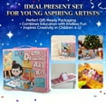thumbnail image 4 of Color More 237-Piece Kids Art Set with Double-Sided Easel, Non-Toxic Drawing Kit for Ages 4-12, Watercolor Oil Pastels Crayons, Gift for Girls Boys Artist, Pink, 4 of 9