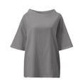 thumbnail image 2 of Birdeem T-Shirt à Manches Courtes pour Femmes, en Coton Vintage et Uni, Col Rond, Style Élégant, 2 of 5