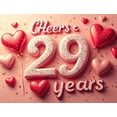 thumbnail image 4 of LUUFILx Cheers to 29 Years Banner Background Heart Backdrop Party Decoration Celebration Supplies Birthday Wedding Anniversary Valentine's Day Event, 4 of 7