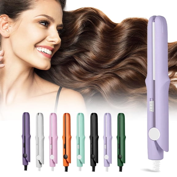 Mini Dual Purpose Curling Iron, 2026 New 2-in-1 Mini Curling Wand Flat Iron Hair Straightener, Portable Travel Curling Wand Hair Straightener