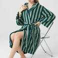 thumbnail image 4 of Ahdbta Womens Bath Gown Long Sleeve Fleece Winter Hooded Nightgown Trendy Striped Cozy Warm Belted Robes with Pockets, 4 of 4