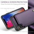 thumbnail image 2 of for iPhone X/XS Premium PU Leather Back Case, Multiple Card Slots Design, Double Magnetic Clasp Study Kickstand RFID Blocking Classic Phone Cover for iPhone X/XS, Purple, 2 of 9