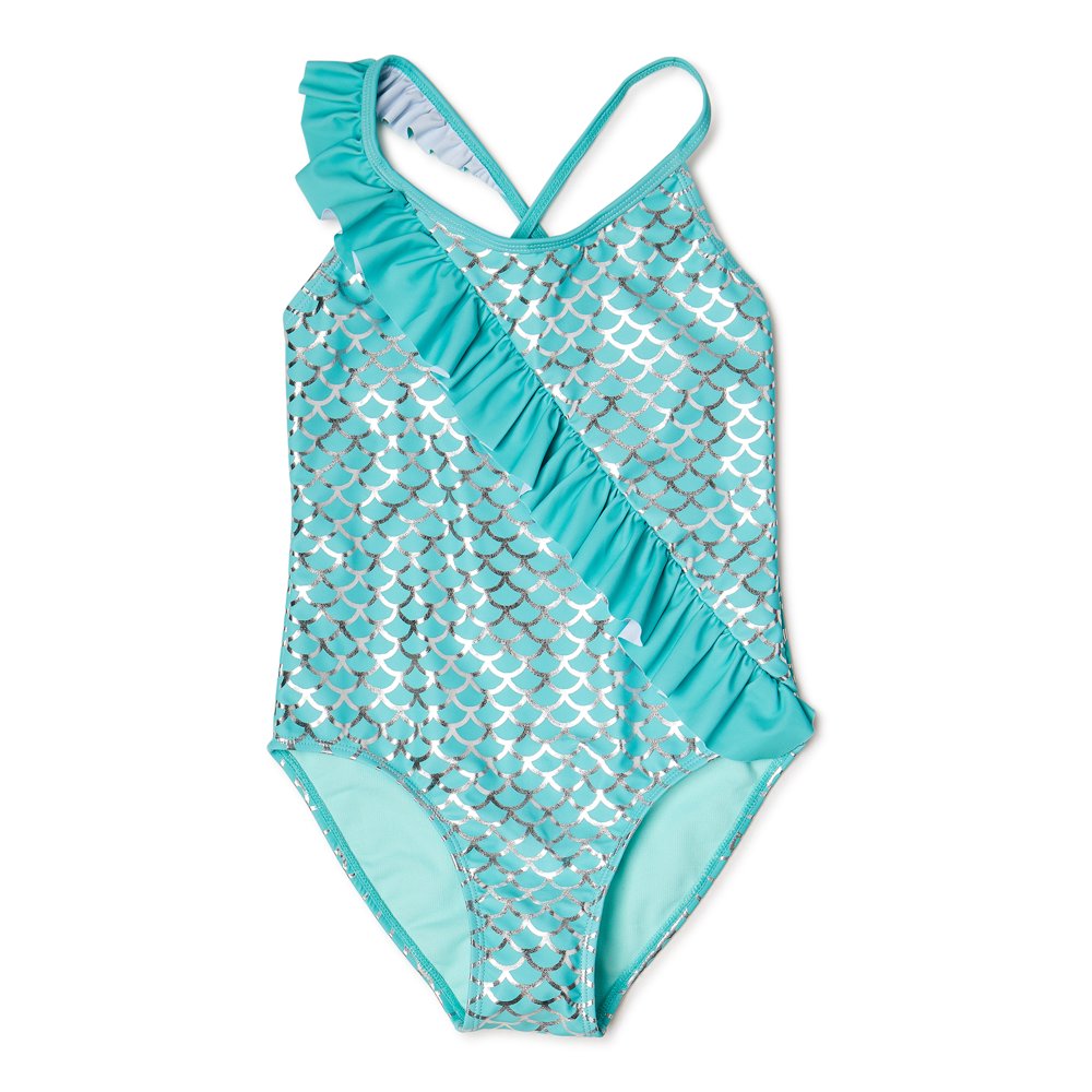 XOXO XOXO Girls Mermaid Asymmetrical Ruffle OnePiece Swimsuit, Sizes