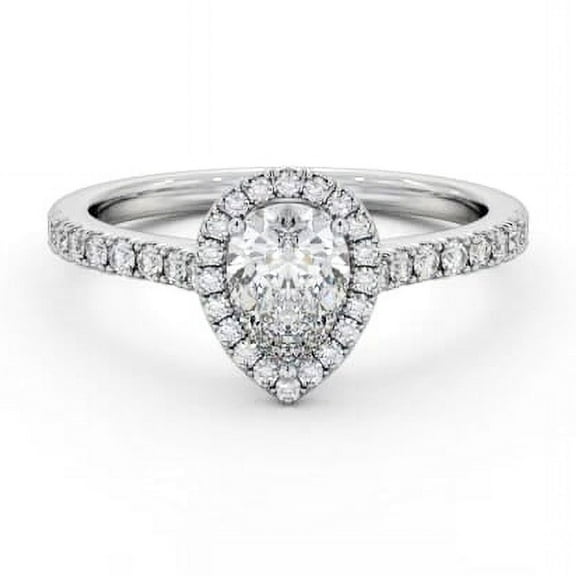 Nerra Jewel 14K White Gold Plated Wedding Rings - 1.5 Ct Pear Cut Anniversary Diamond Rings - Engagement Wedding Halo Rings For Women's - Newly Party Wear Diamond Rings for Gifts