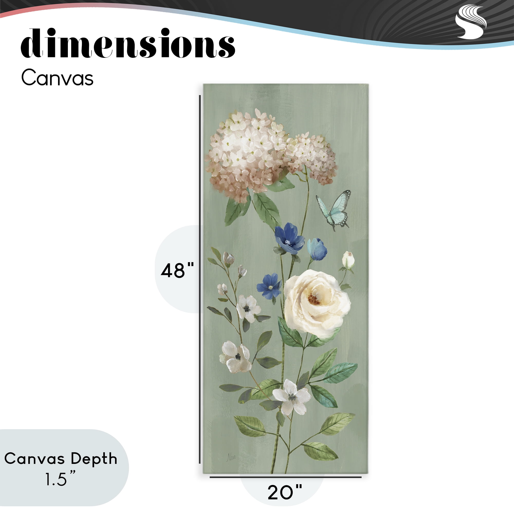 Stupell Industries Hydrangea & Rose with Butterfly Canvas Wall Art, design by Nan