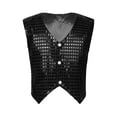 thumbnail image 3 of Vxuxlje Kids Boys Girls Sequined Vest Hip-Hop Street Dance Costume Waistcoat Crop Top Black 160, 3 of 7