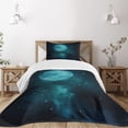 thumbnail image 3 of Ambesonne Space Quilted Bedspread Set 2 Pcs, Outer World Cosmos Moon, Twin Size, Petrol Blue, 3 of 6