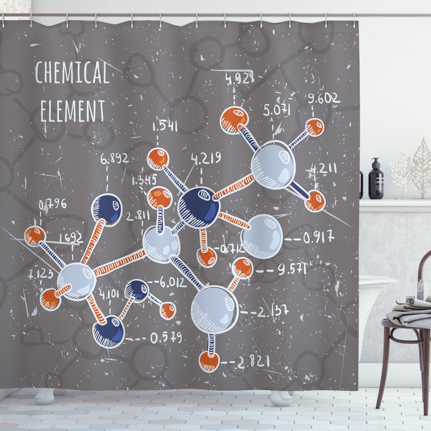 Grunge Shower Curtain, Chemistry Laboratory with Display Formula