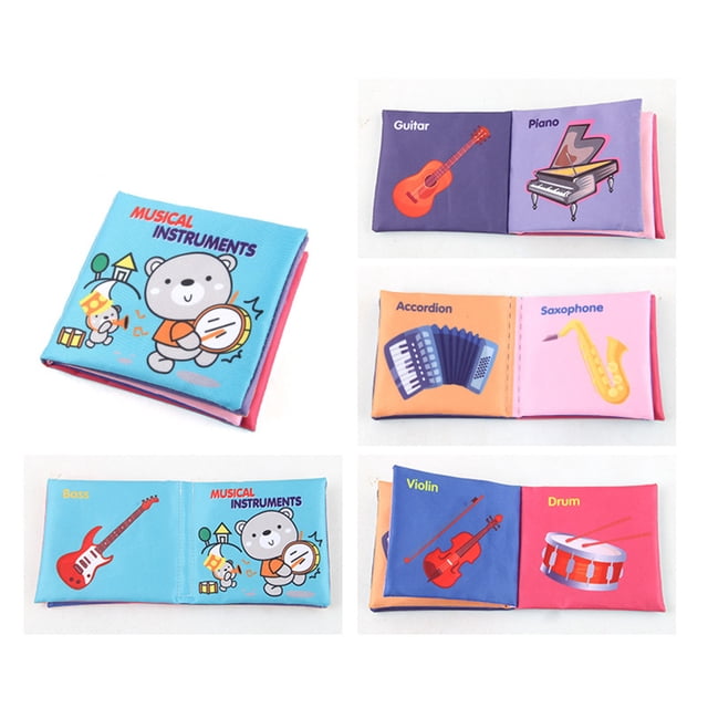 as show Tear-Resistant Crinkle Paper Instrument Insect Animal Cloth Book For Babies - Early Education Soft Book Toy
