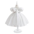 thumbnail image 4 of EnJoCho Satin Flower Girl Dress Wedding Puff Sleeve Bot-Knot Glittering Tulle Ball Gowns Knee Length Birthday Pageant Dresses Teenage Wedding Dress Fl𝗈wy, 4 of 9