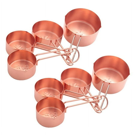 

16x Gold Stainless Steel Measuring Cups and Spoons Engraved Measurements Pouring Spouts & Mirror