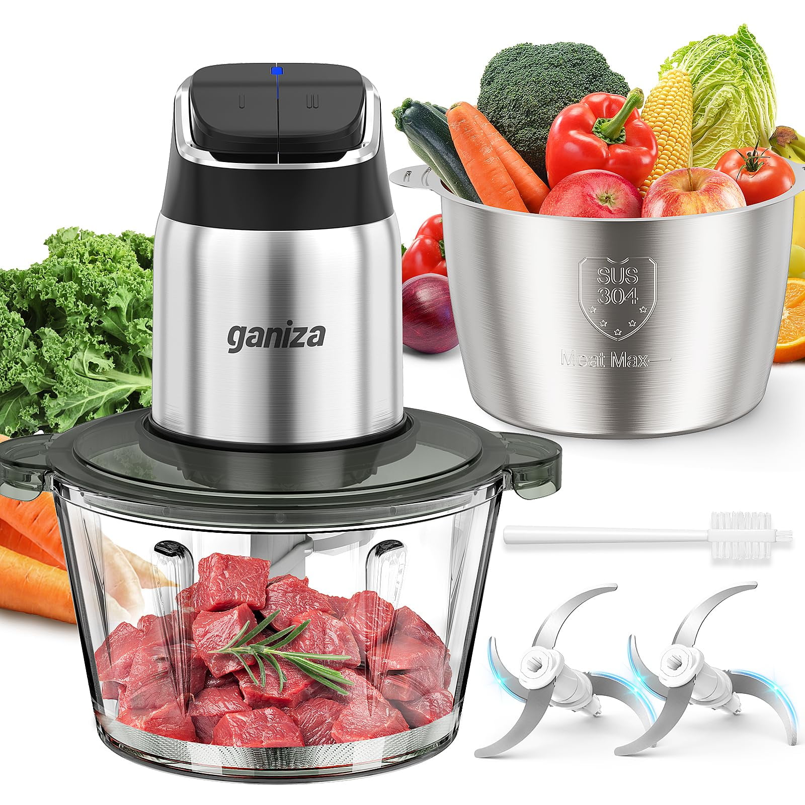 Ganiza Food Processor, 2-Speed Food Chopper Meat Grinder with